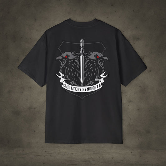 Cemetery Syndicate Tee — Raven Sword Graphic Oversized T-Shirt