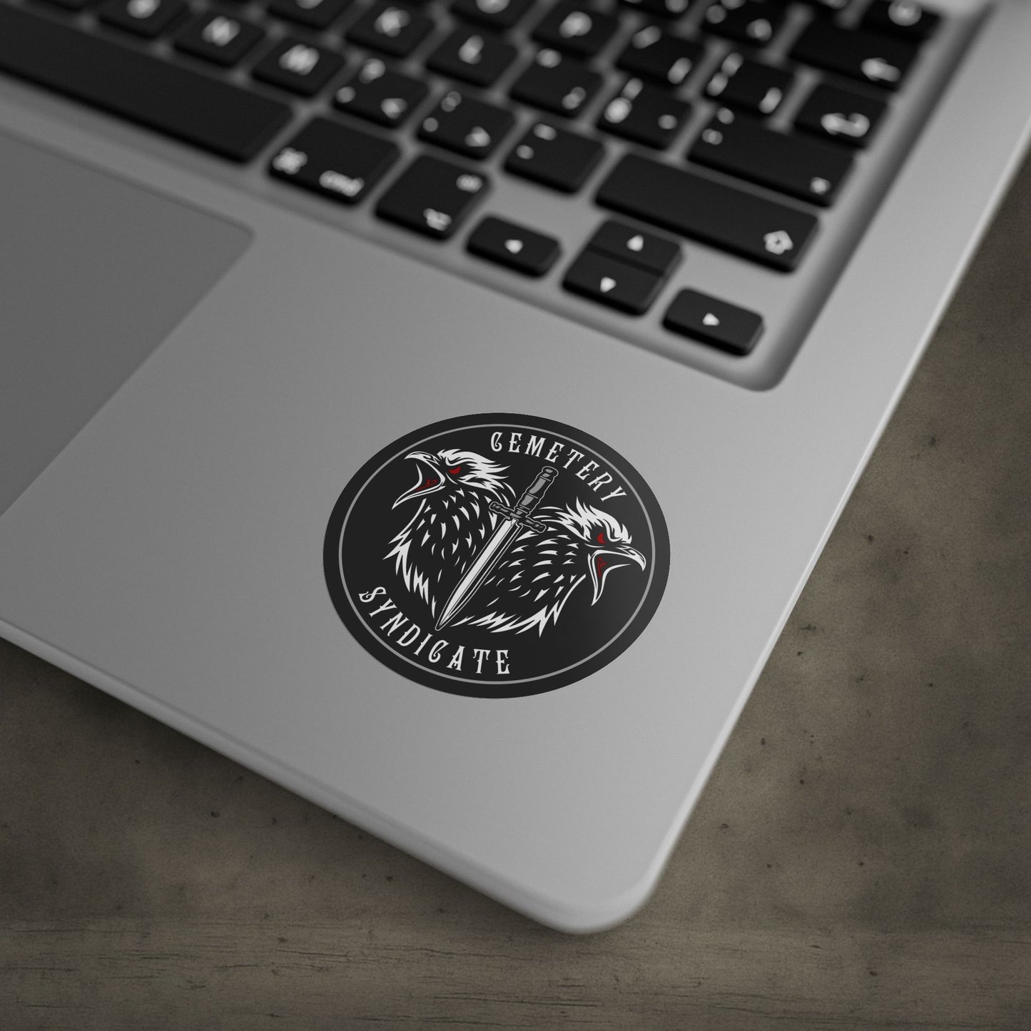 Round Sticker Roll — Cemetery Syndicate Double Raven Logo