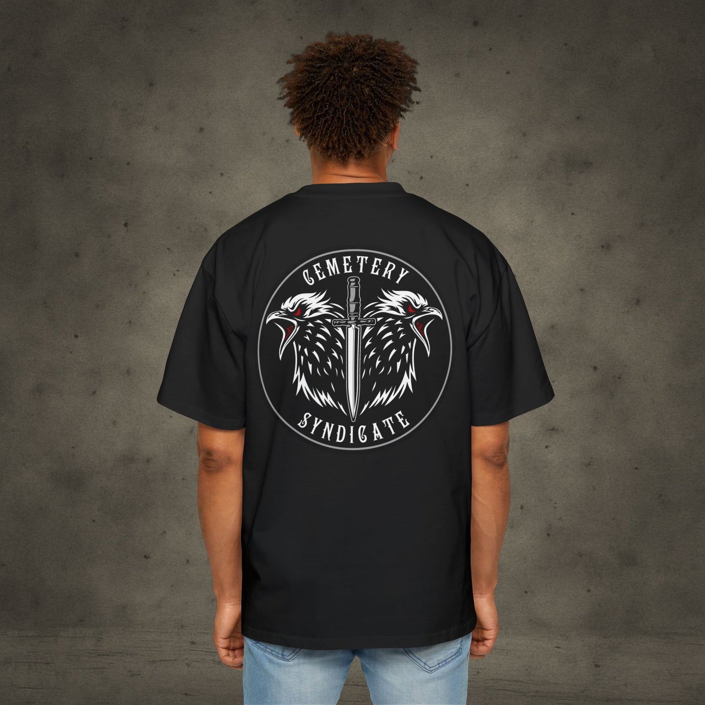 Cemetery Syndicate Tee — Raven Emblem Oversized T-Shirt