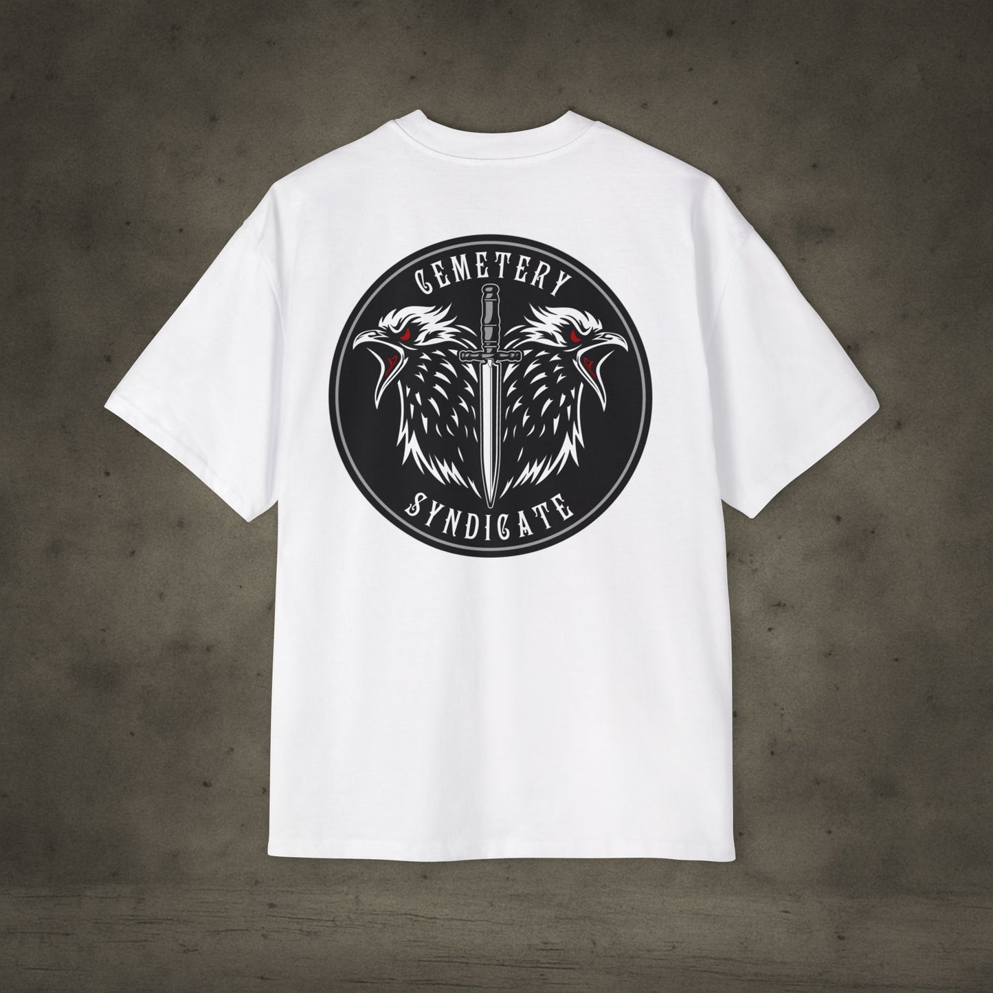Cemetery Syndicate Tee — Raven Emblem Oversized T-Shirt
