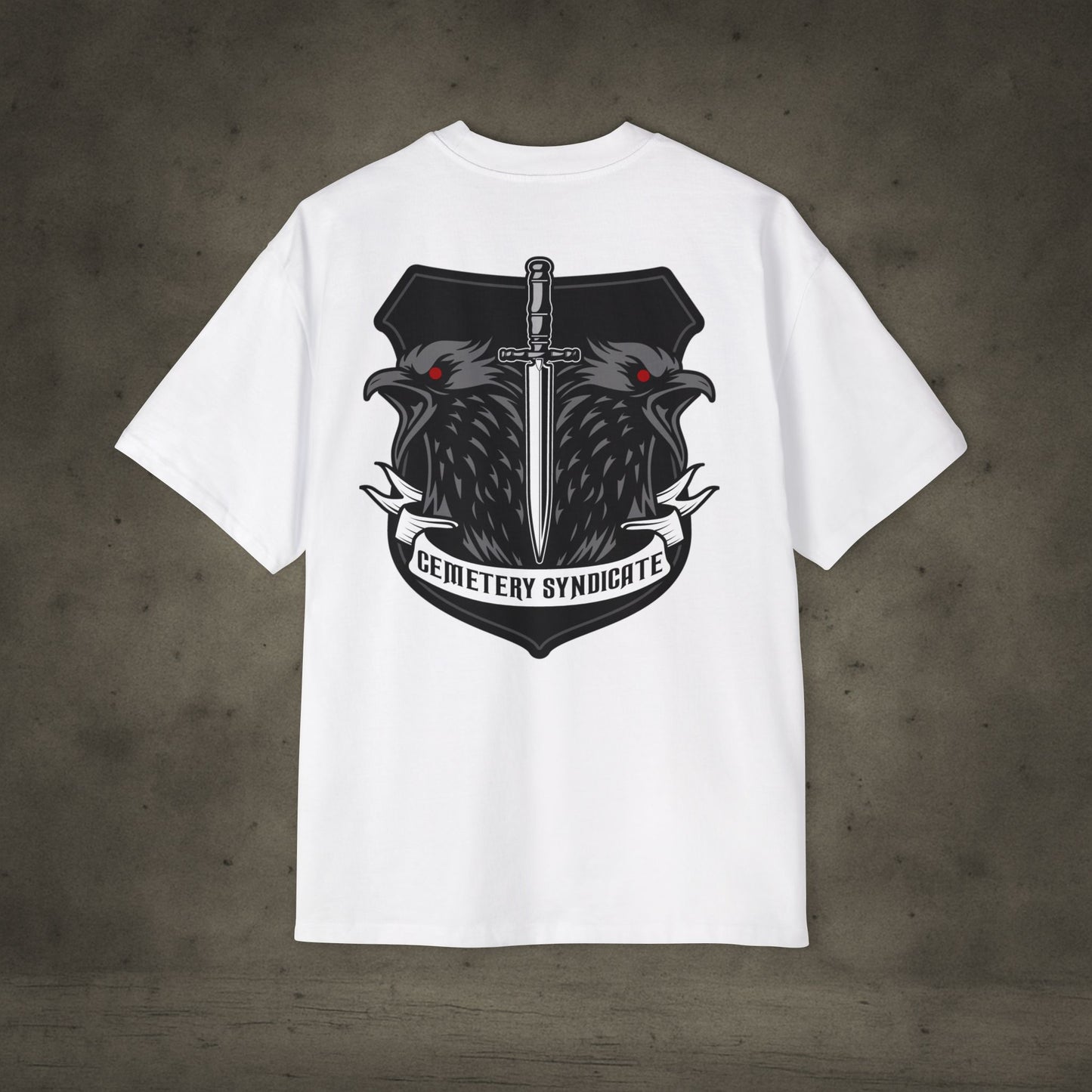 Cemetery Syndicate Tee — Raven Sword Graphic Oversized T-Shirt
