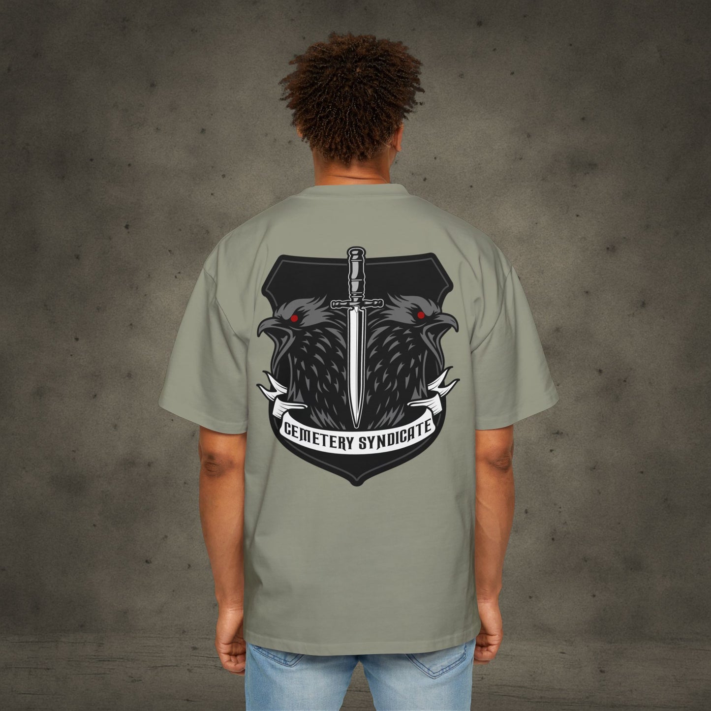 Cemetery Syndicate Tee — Raven Sword Graphic Oversized T-Shirt