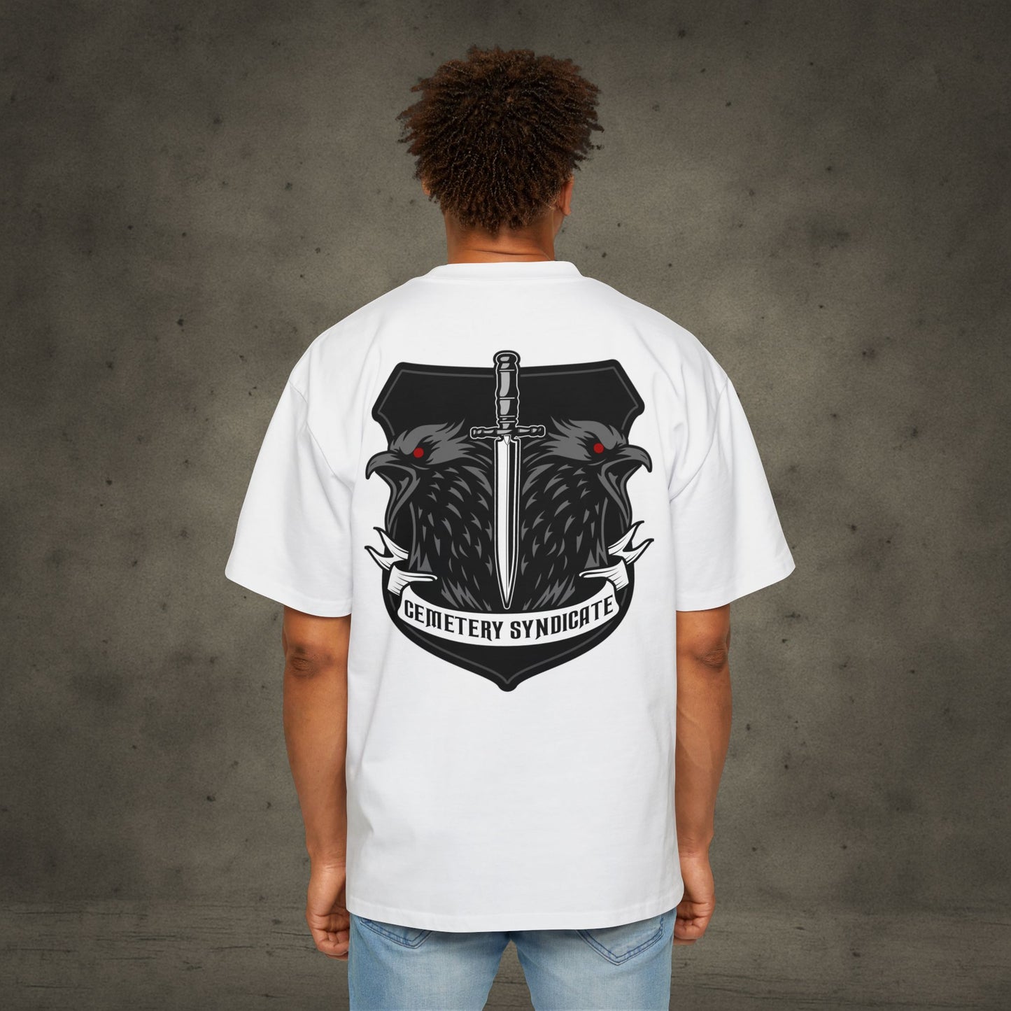 Cemetery Syndicate Tee — Raven Sword Graphic Oversized T-Shirt