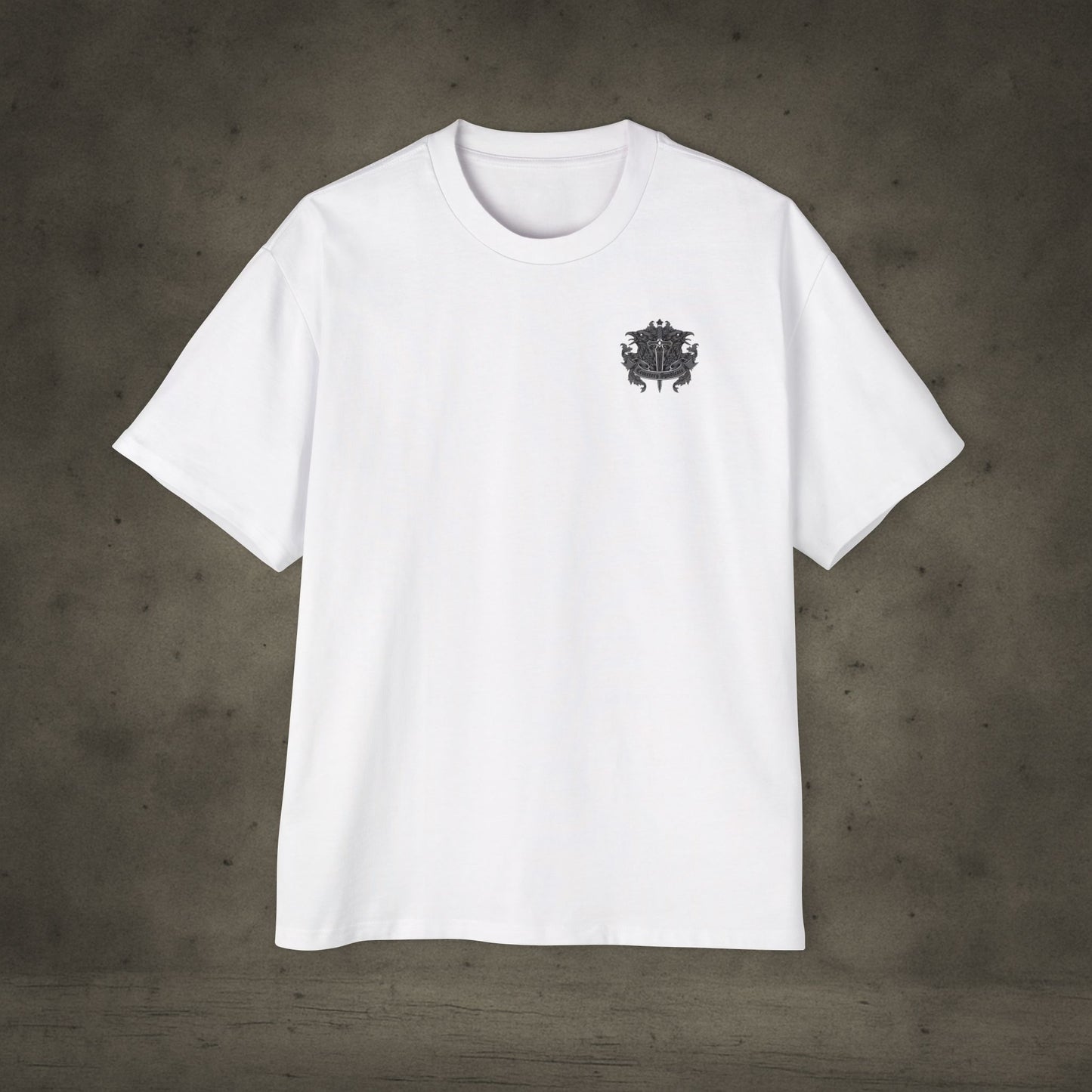 Oversized Tee — Gothic Crest "Cemetery Syndicate" Graphic