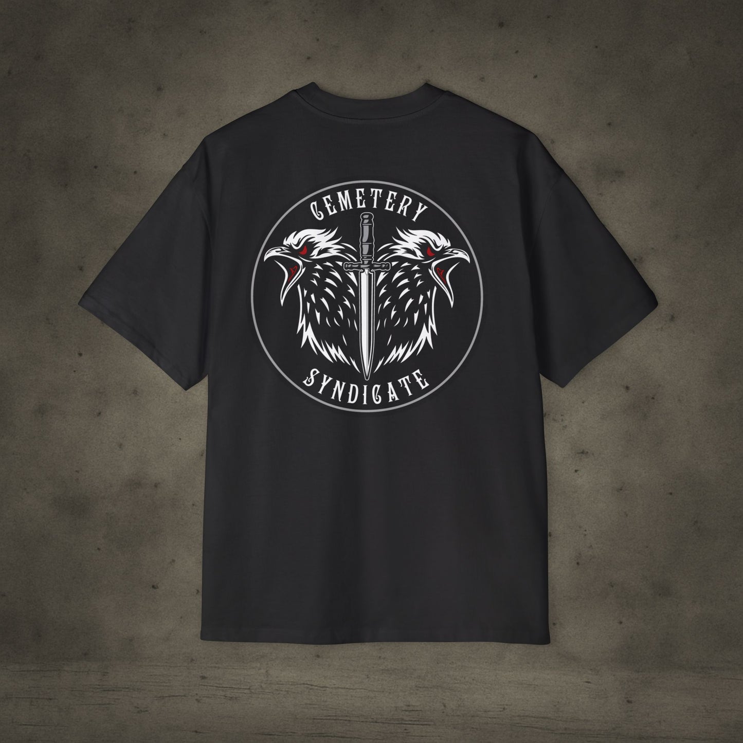 Cemetery Syndicate Tee — Raven Emblem Oversized T-Shirt