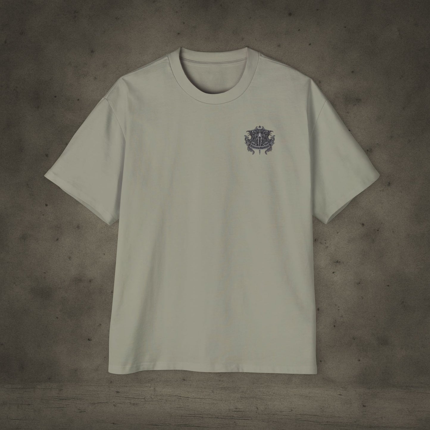 Oversized Tee — Gothic Crest "Cemetery Syndicate" Graphic